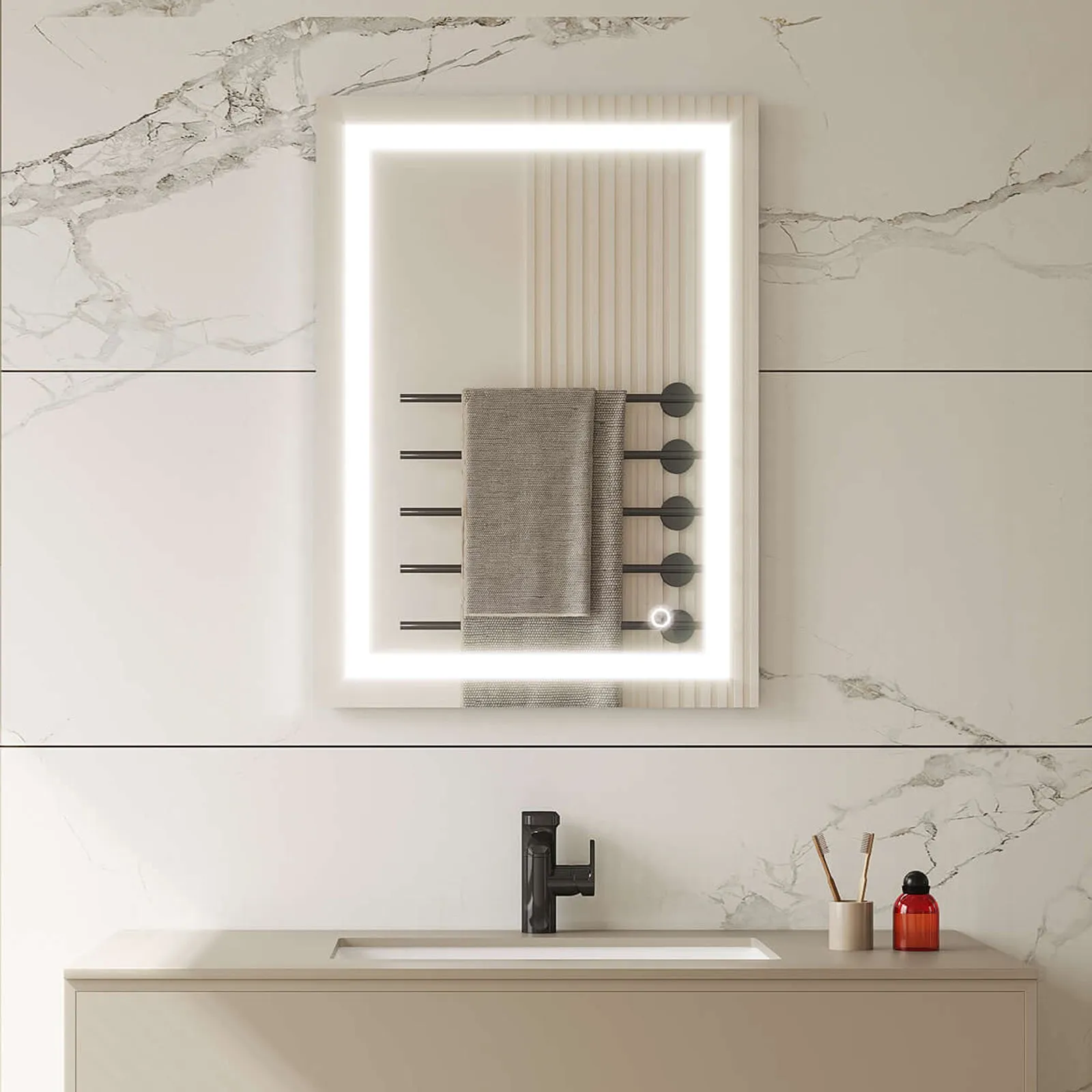 MIRPLUS 24''×32'' Rectangular Lighted Bathroom Mirror (Horizontal & Vertical)