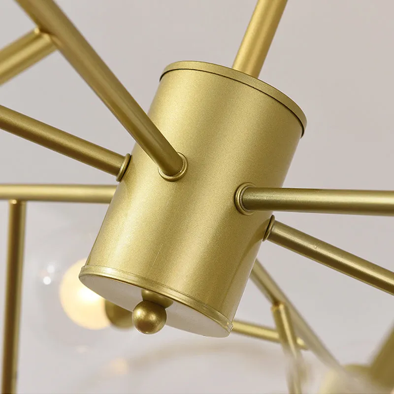 Modern 12/15/18-Light Chandelier with Clear Glass Shade and Black/Gold Ball Ceiling Pendant Lamp