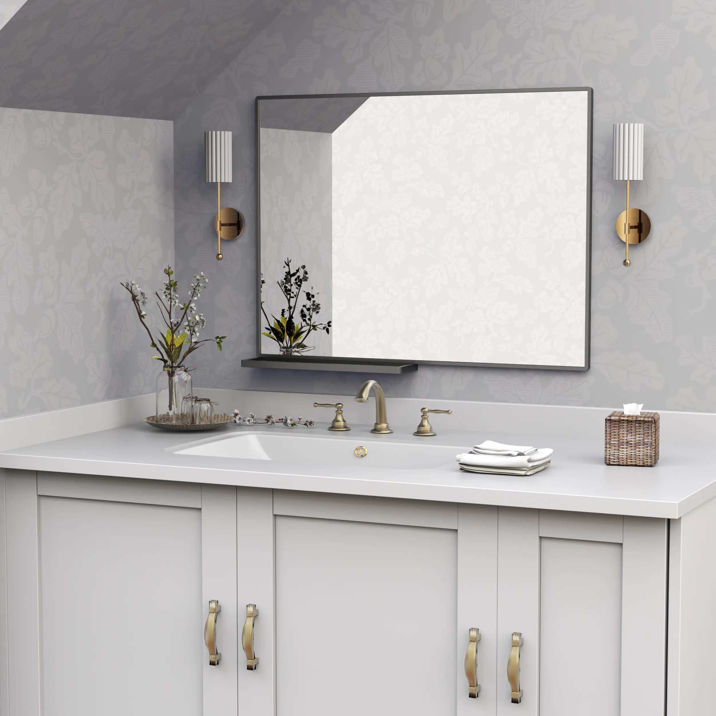 Modern Bathroom Mirror With Storage Shelf Rectangular Black Wall Mirrors for Bathroom Living Room Bedroom Hanging Mirror Aluminum Frame
