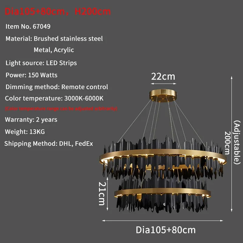 Modern Creative Circle LED with remote control Black/Gold Hanging Lamp