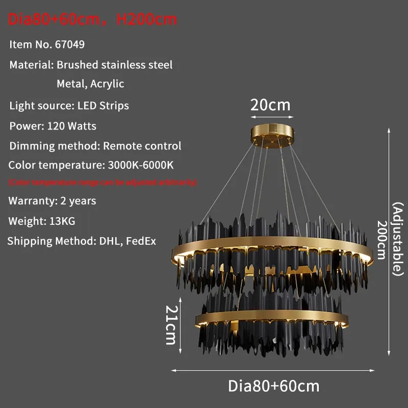 Modern Creative Circle LED with remote control Black/Gold Hanging Lamp