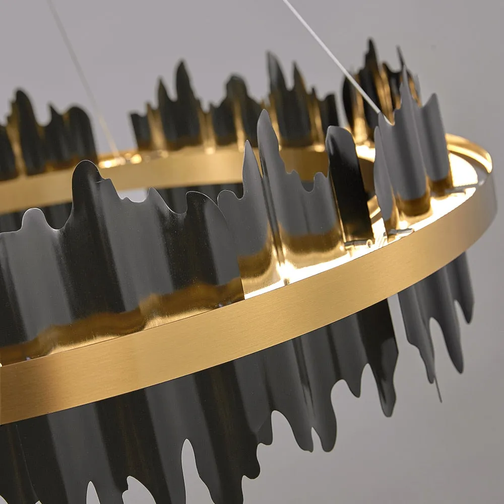 Modern Creative Circle LED with remote control Black/Gold Hanging Lamp