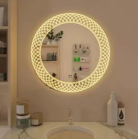 Modern Designed LED Round Bathroom Mirror with 3 in 1 Color Led Light 60cm x 60 cm