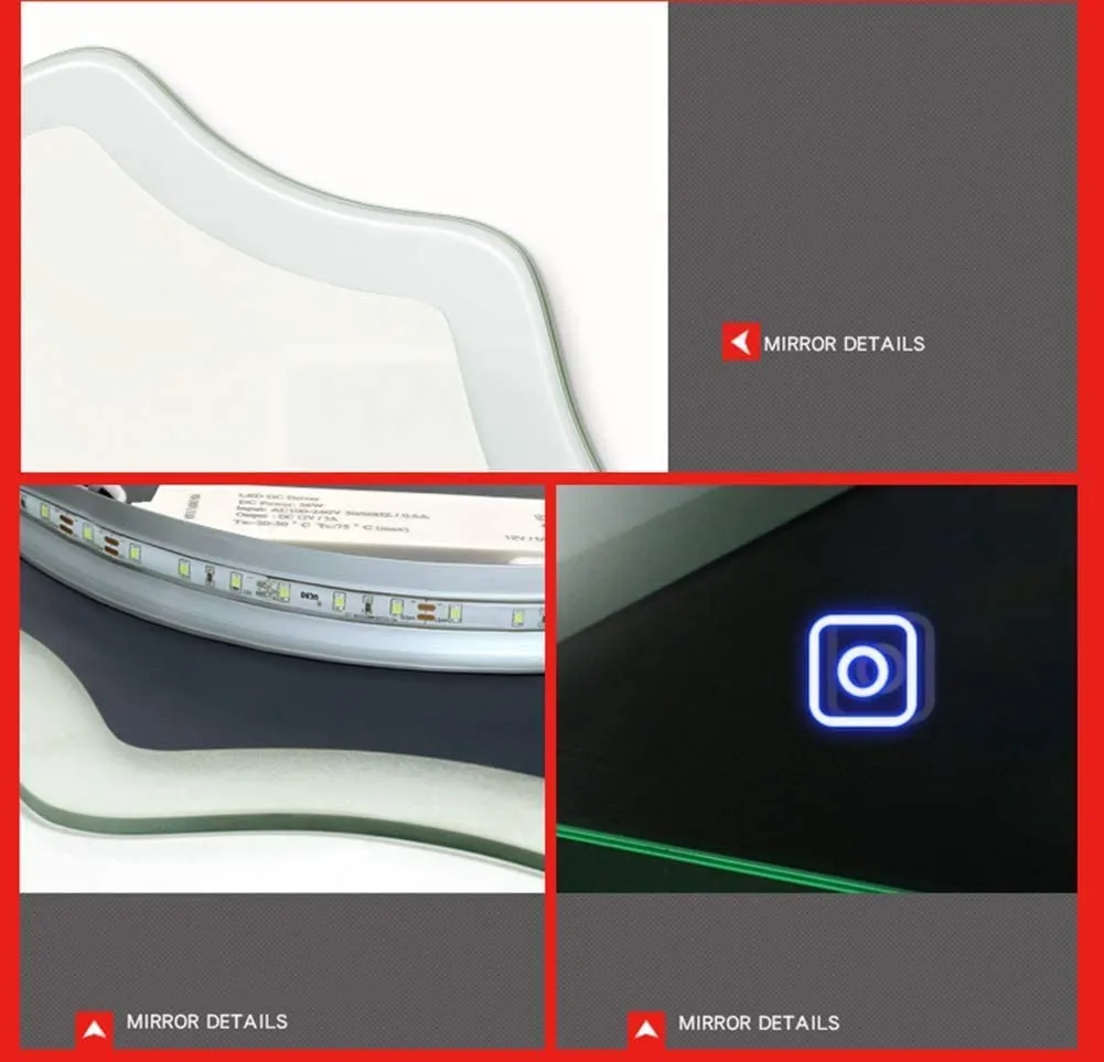 Modern Designed LED Round Bathroom Mirror with 3 in 1 Color Led Light 60cm x 60 cm