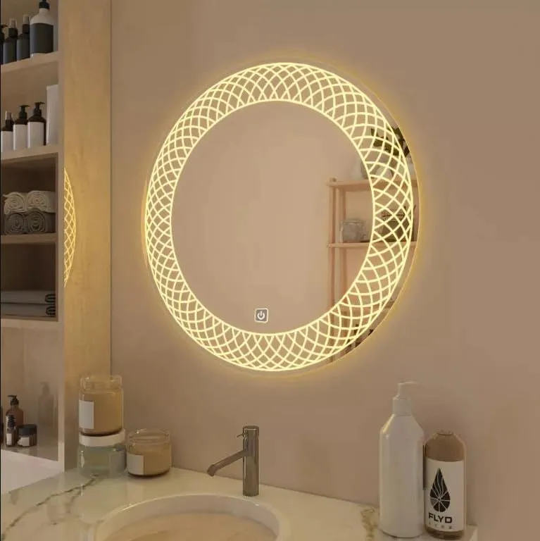 Modern Designed LED Round Bathroom Mirror with 3 in 1 Color Led Light 60cm x 60 cm