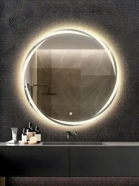 Modern Glass Leaf Design Led Mirror Decorative with Touch Sensor | Bathroom, Washbasin Mirror with Led Lights | Wall Mirror for Home Mirror Bedroom Lighting Mirror (Triple Light, 24 x 24 Inch)