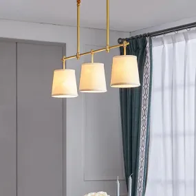 Modern Gold Pendant Lamp with 3-Lights & Cone Fabric Shade - Perfect for Dining Rooms, Island Lighting