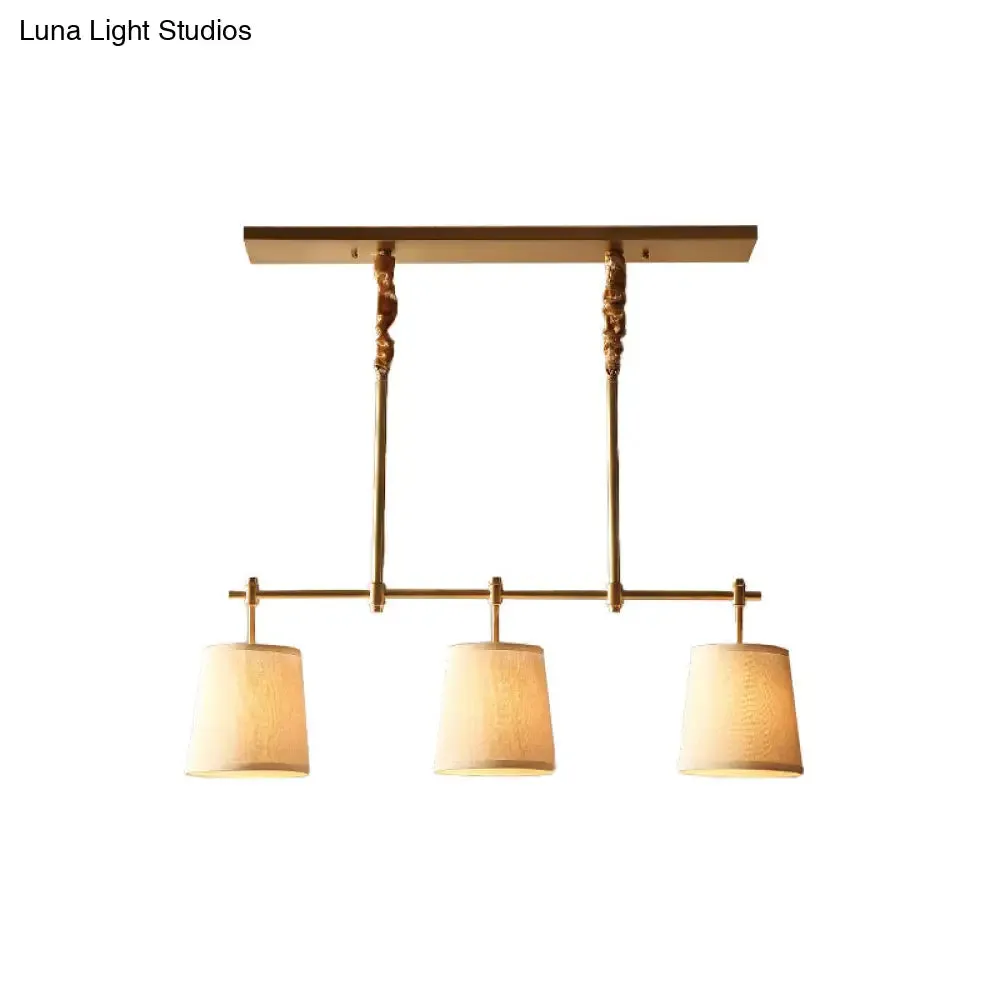 Modern Gold Pendant Lamp with 3-Lights & Cone Fabric Shade - Perfect for Dining Rooms, Island Lighting
