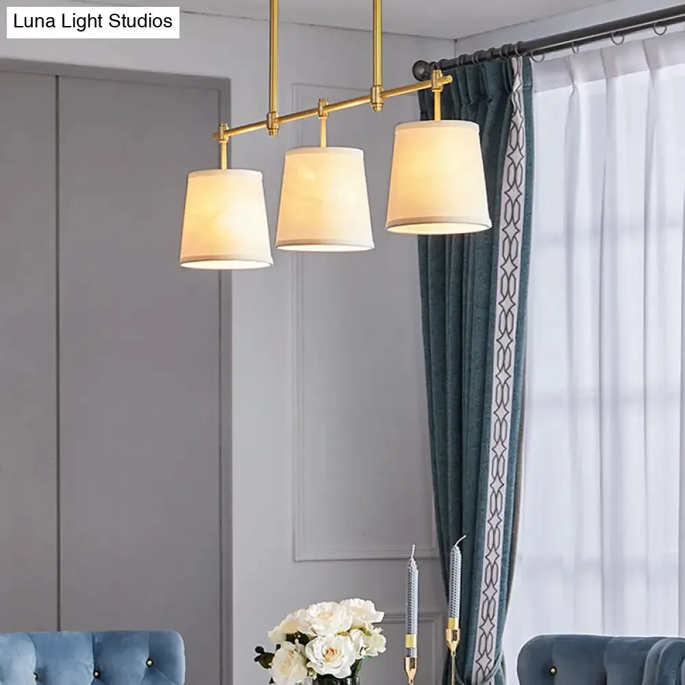 Modern Gold Pendant Lamp with 3-Lights & Cone Fabric Shade - Perfect for Dining Rooms, Island Lighting