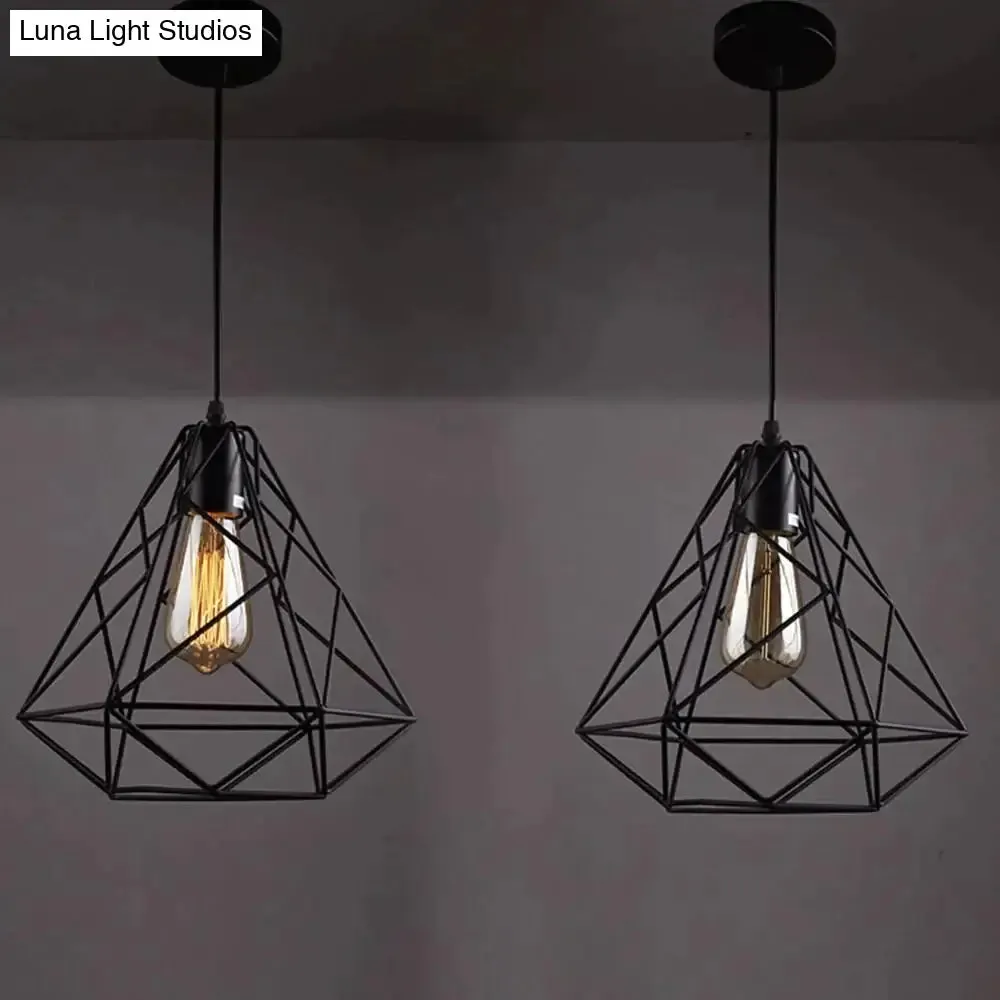 Modern Pendant Light Black Iron Hanging Cage Vintage E27Led Lamp Bulb Industrial Loft Retro Dining Room Restaurant Bar Counte