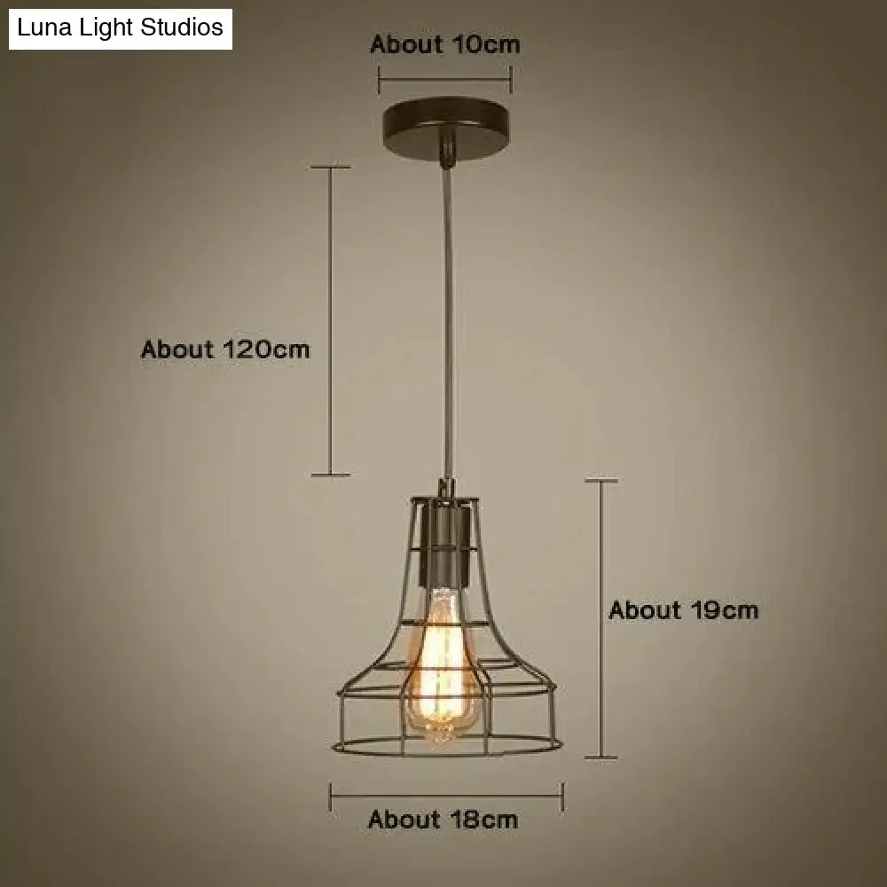 Modern Pendant Light Black Iron Hanging Cage Vintage E27Led Lamp Bulb Industrial Loft Retro Dining Room Restaurant Bar Counte