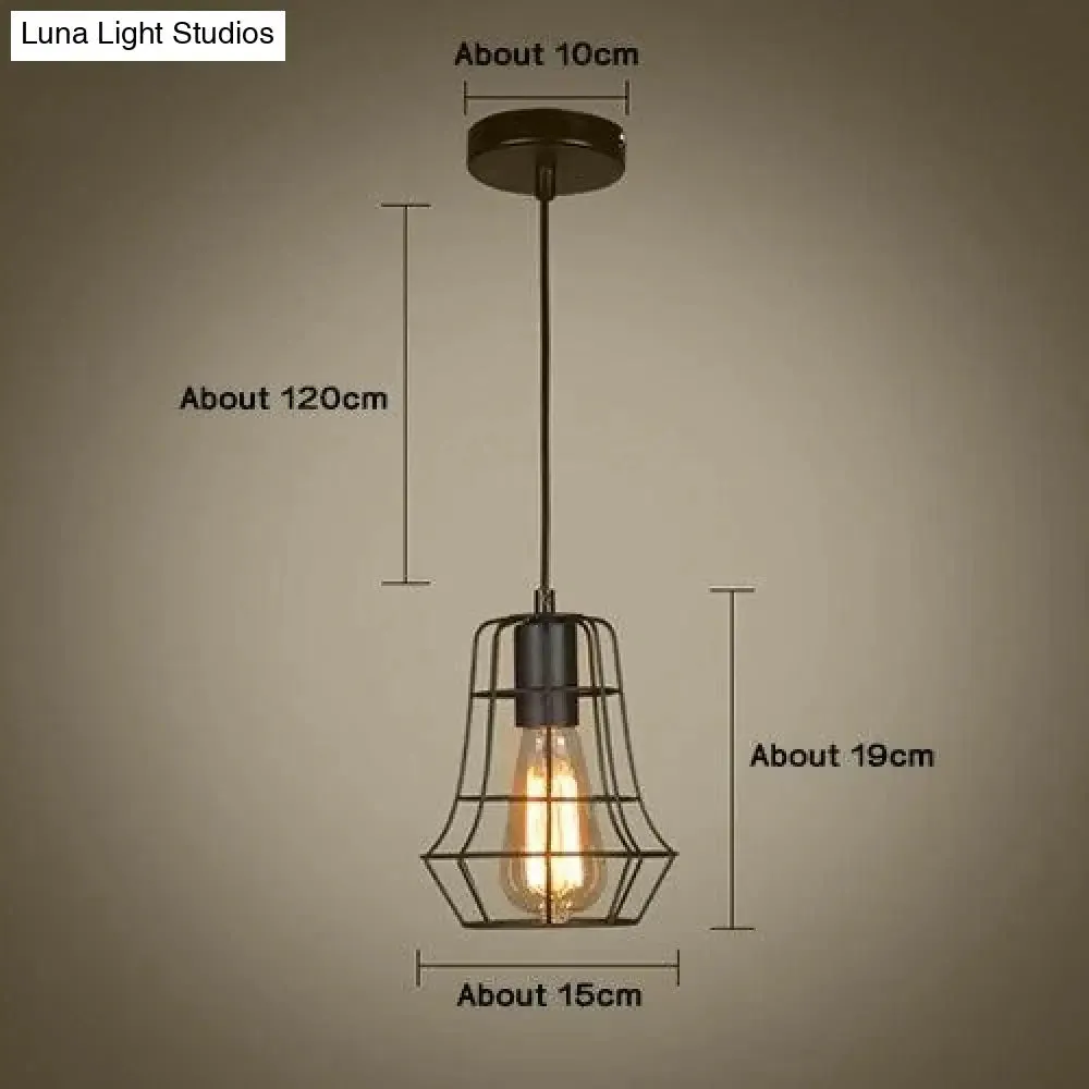 Modern Pendant Light Black Iron Hanging Cage Vintage E27Led Lamp Bulb Industrial Loft Retro Dining Room Restaurant Bar Counte