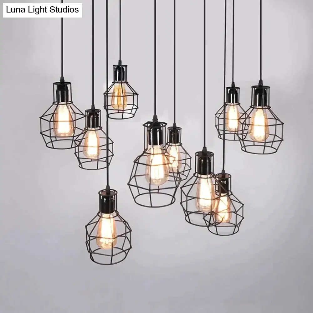 Modern Pendant Light Black Iron Hanging Cage Vintage E27Led Lamp Bulb Industrial Loft Retro Dining Room Restaurant Bar Counte
