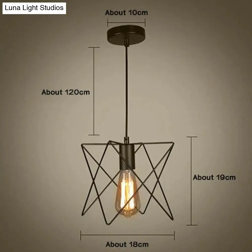 Modern Pendant Light Black Iron Hanging Cage Vintage E27Led Lamp Bulb Industrial Loft Retro Dining Room Restaurant Bar Counte