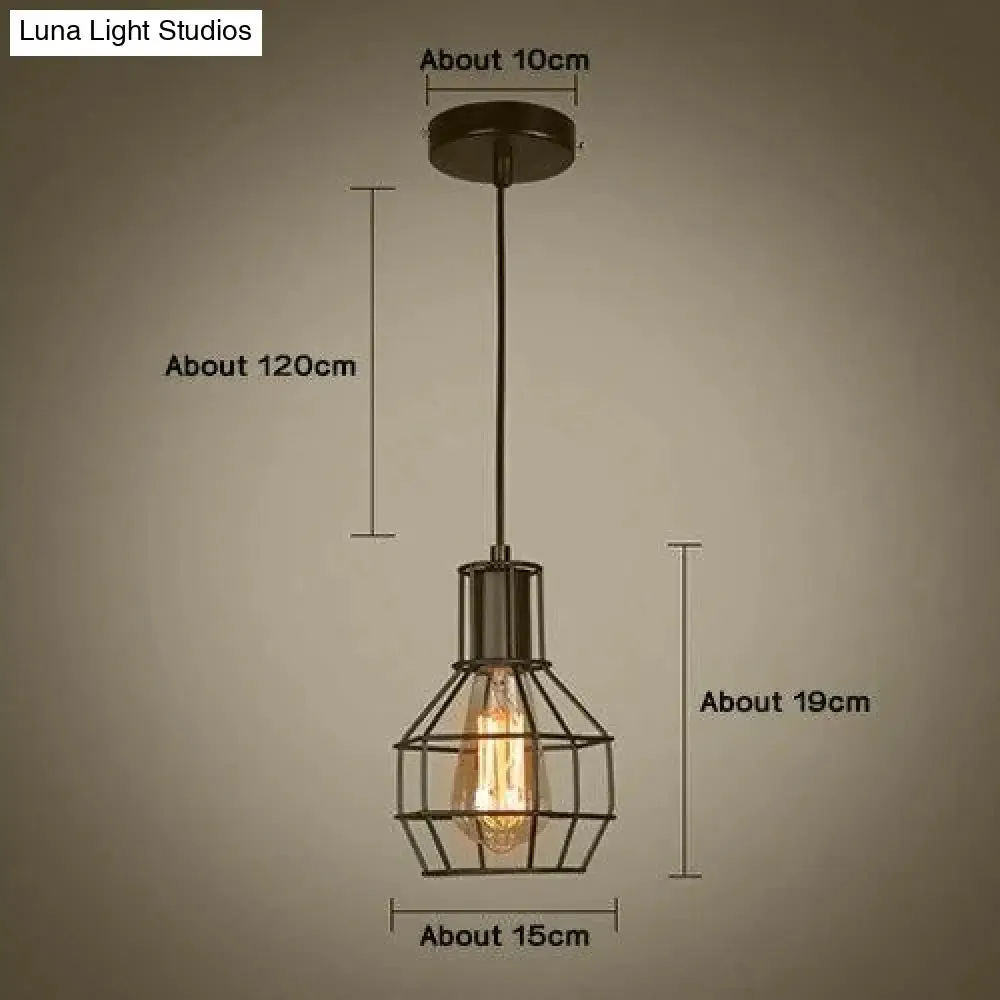 Modern Pendant Light Black Iron Hanging Cage Vintage E27Led Lamp Bulb Industrial Loft Retro Dining Room Restaurant Bar Counte