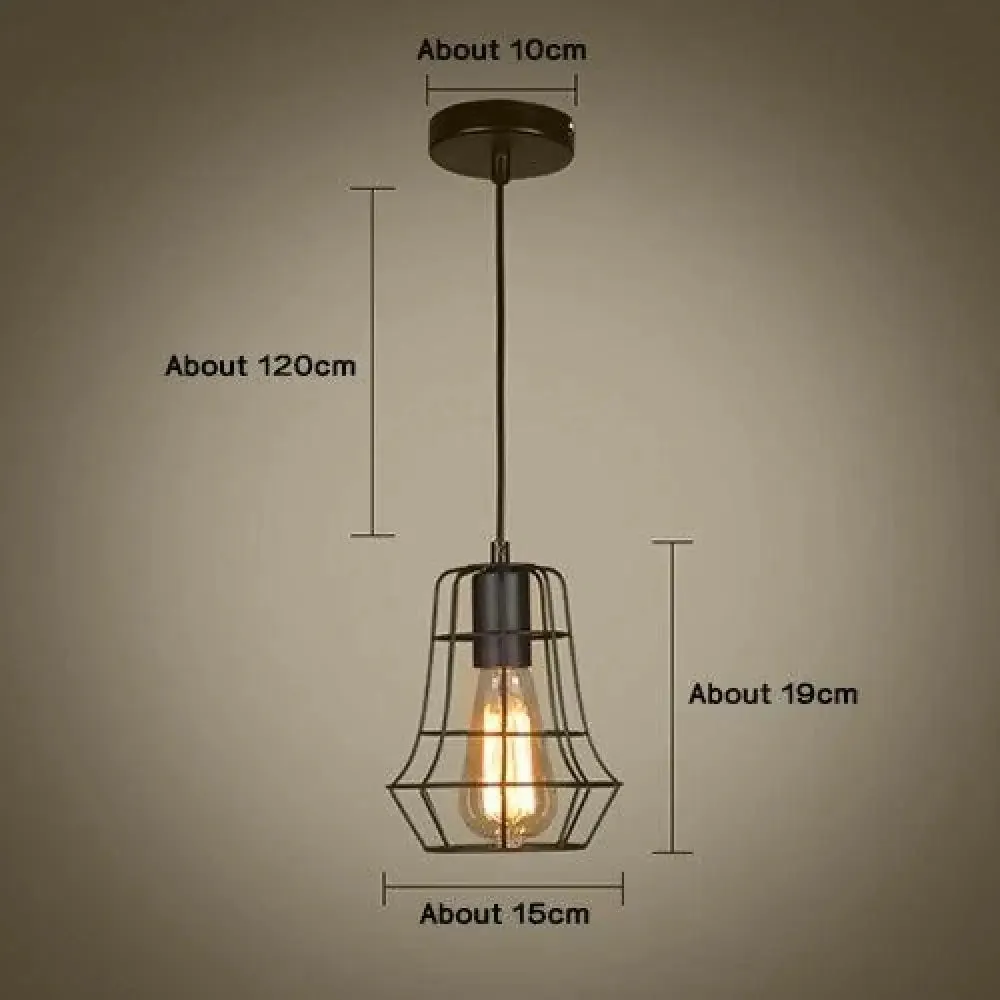 Modern Pendant Light Black Iron Hanging Cage Vintage E27Led Lamp Bulb Industrial Loft Retro Dining Room Restaurant Bar Counte