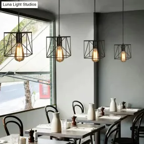 Modern Pendant Light Black Iron Hanging Cage Vintage E27Led Lamp Bulb Industrial Loft Retro Dining Room Restaurant Bar Counte