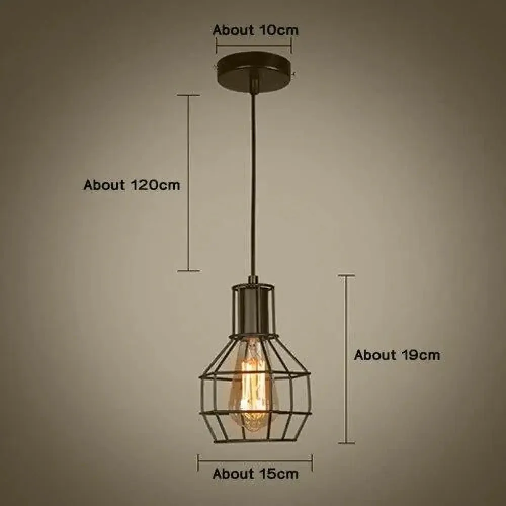 Modern Pendant Light Black Iron Hanging Cage Vintage E27Led Lamp Bulb Industrial Loft Retro Dining Room Restaurant Bar Counte
