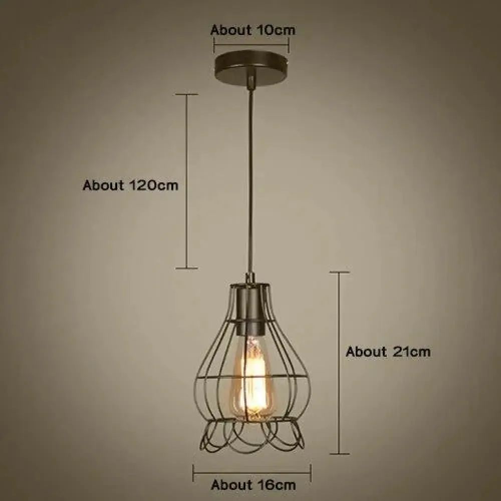 Modern Pendant Light Black Iron Hanging Cage Vintage E27Led Lamp Bulb Industrial Loft Retro Dining Room Restaurant Bar Counte