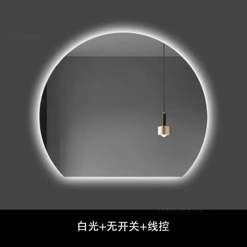 Modern Semi-Circular Smart Bath Mirrors Creative Touch Bathroom Mirror Home Bedroom Special-Shaped Makeup Mirrors with Led Light