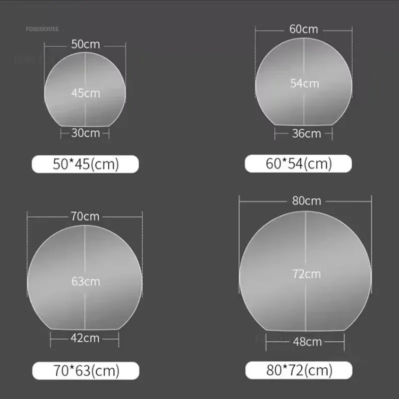 Modern Semi-Circular Smart Bath Mirrors Creative Touch Bathroom Mirror Home Bedroom Special-Shaped Makeup Mirrors with Led Light