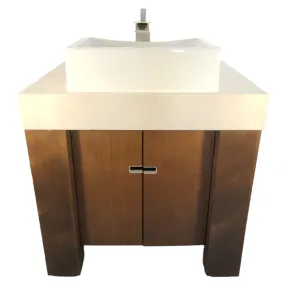Modern Vanity, Travertine Stone Top, Rectangle Sink, Waterfall Faucet