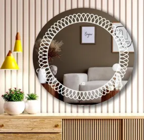MORADABAD INTERNATIONAL Leaf Design Led Mirror Decorative with Touch Sensor | Bathroom, Washbasin Mirror with Led Lights Bedroom Lighting Mirror Triple Light, White Warm White (24 x 24 Inch)