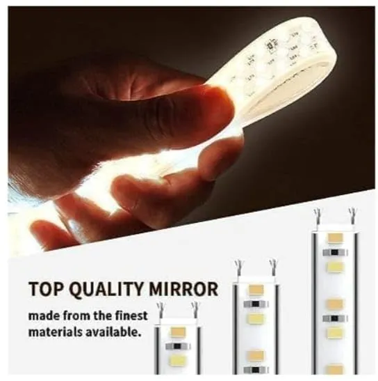 MORADABAD INTERNATIONAL Leaf Design Led Mirror Decorative with Touch Sensor | Bathroom, Washbasin Mirror with Led Lights Bedroom Lighting Mirror Triple Light, White Warm White (24 x 24 Inch)