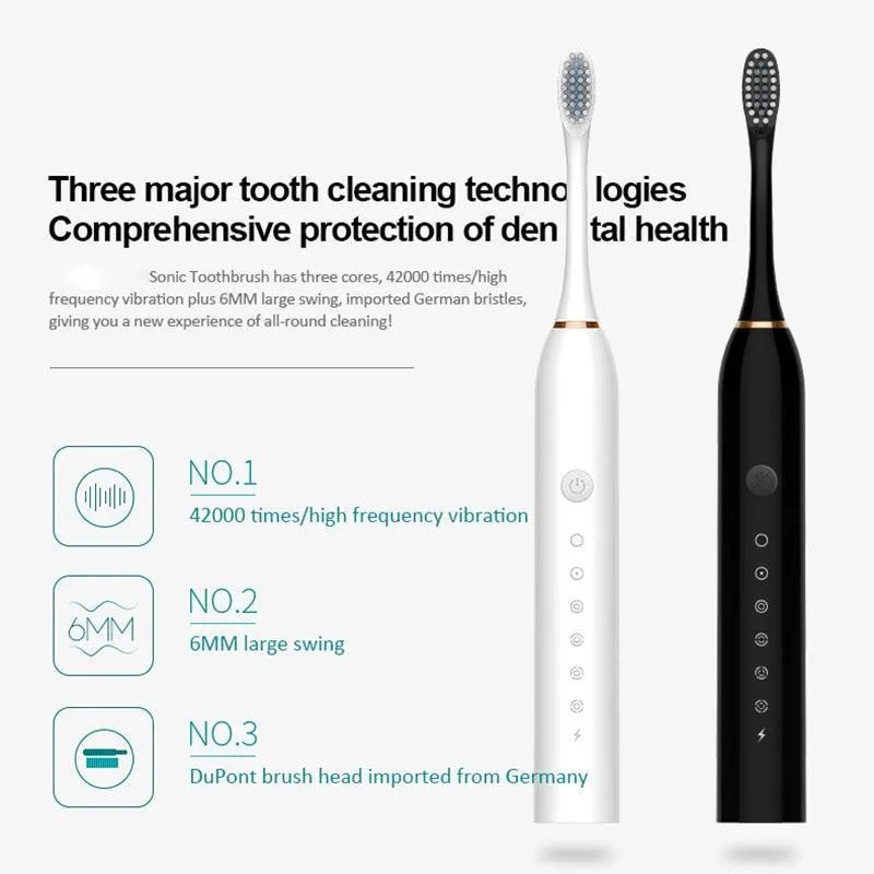 Newest Ultrasonic Electric Toothbrush Rechargeable USB with Base