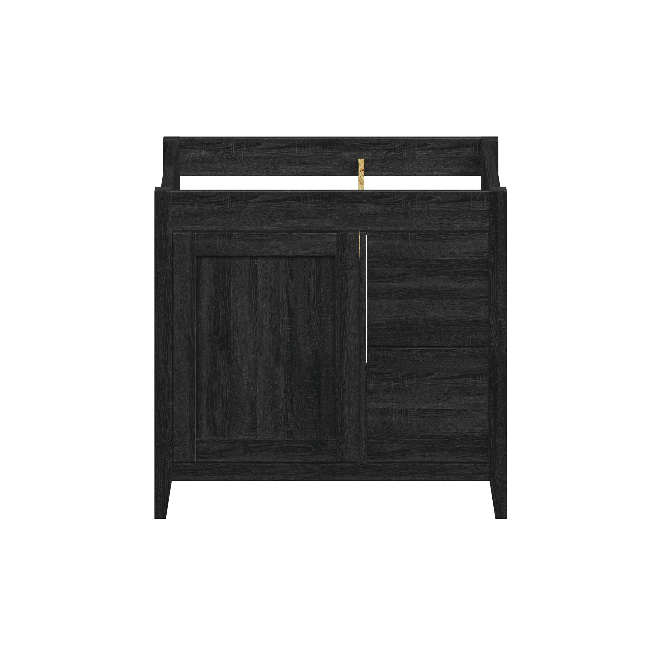 Novara - 36" CANADIAN, Midnight Black Bathroom Vanity with Quartz top, Right Side Drawers