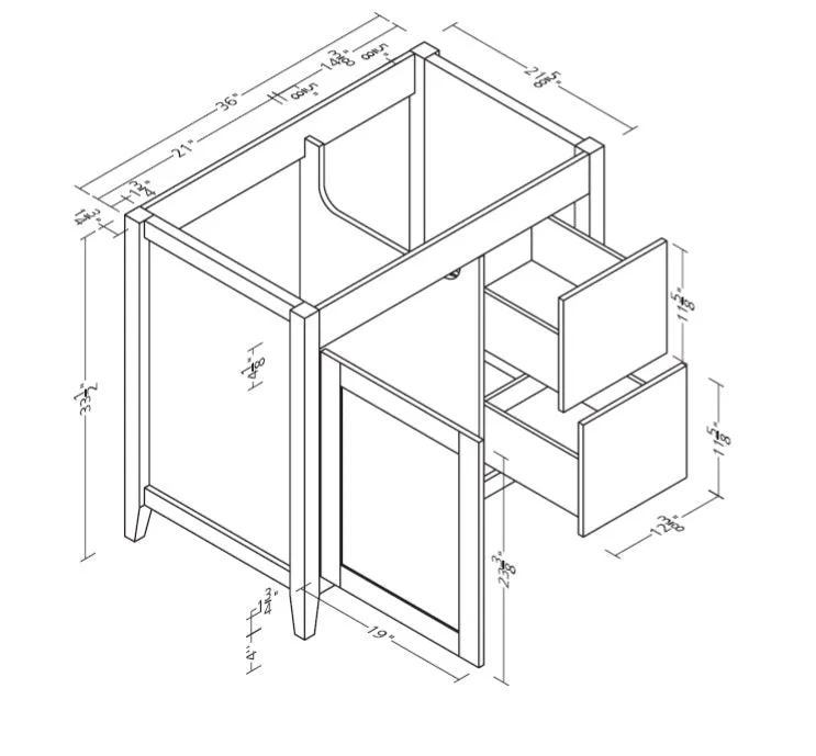 Novara - 36" CANADIAN, Midnight Black Bathroom Vanity with Quartz top, Right Side Drawers