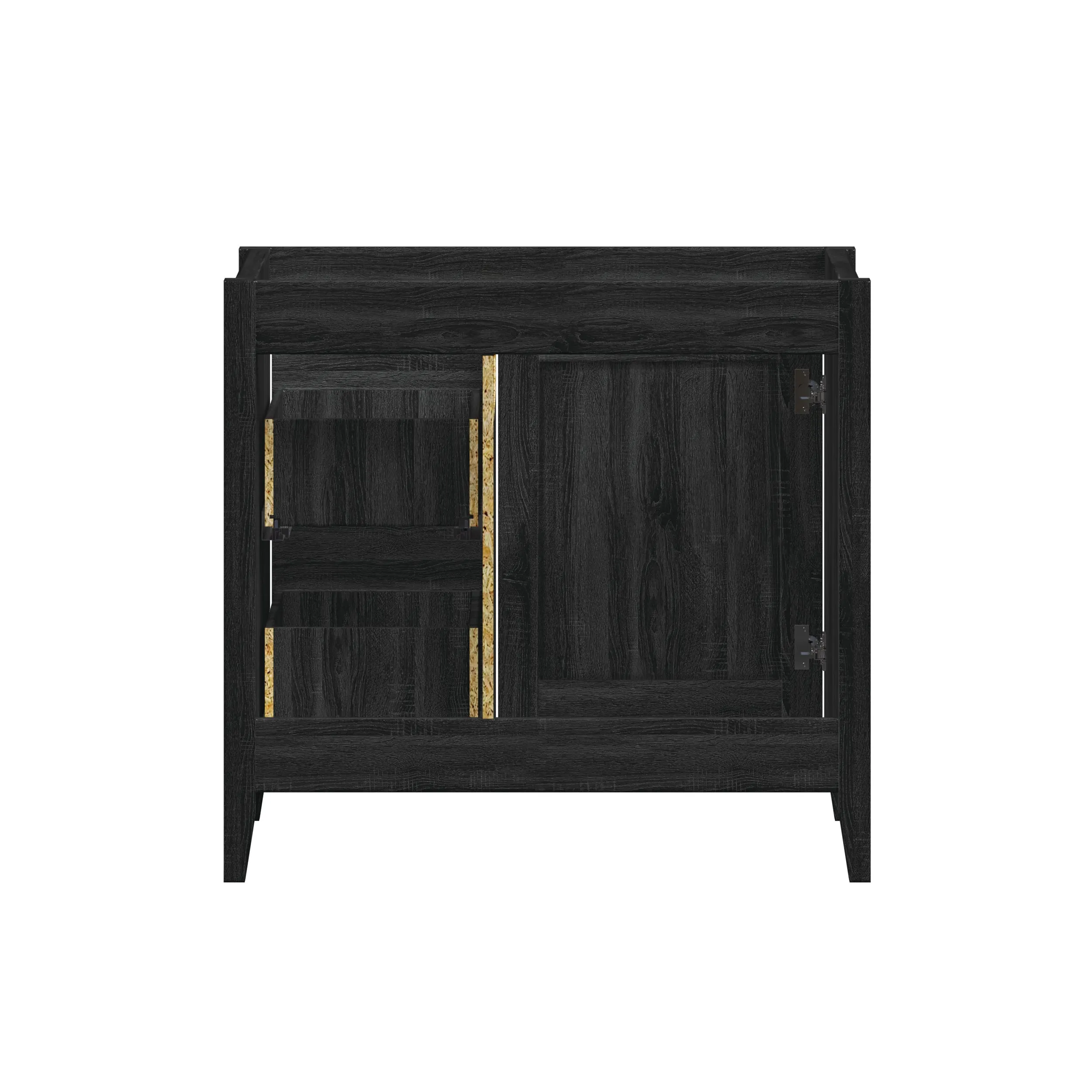 Novara - 36" CANADIAN, Midnight Black Bathroom Vanity with Quartz top, Right Side Drawers
