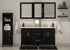 Novara - 60" Double sink CANADIAN, Midnight Black Bathroom Vanity with Quartz top