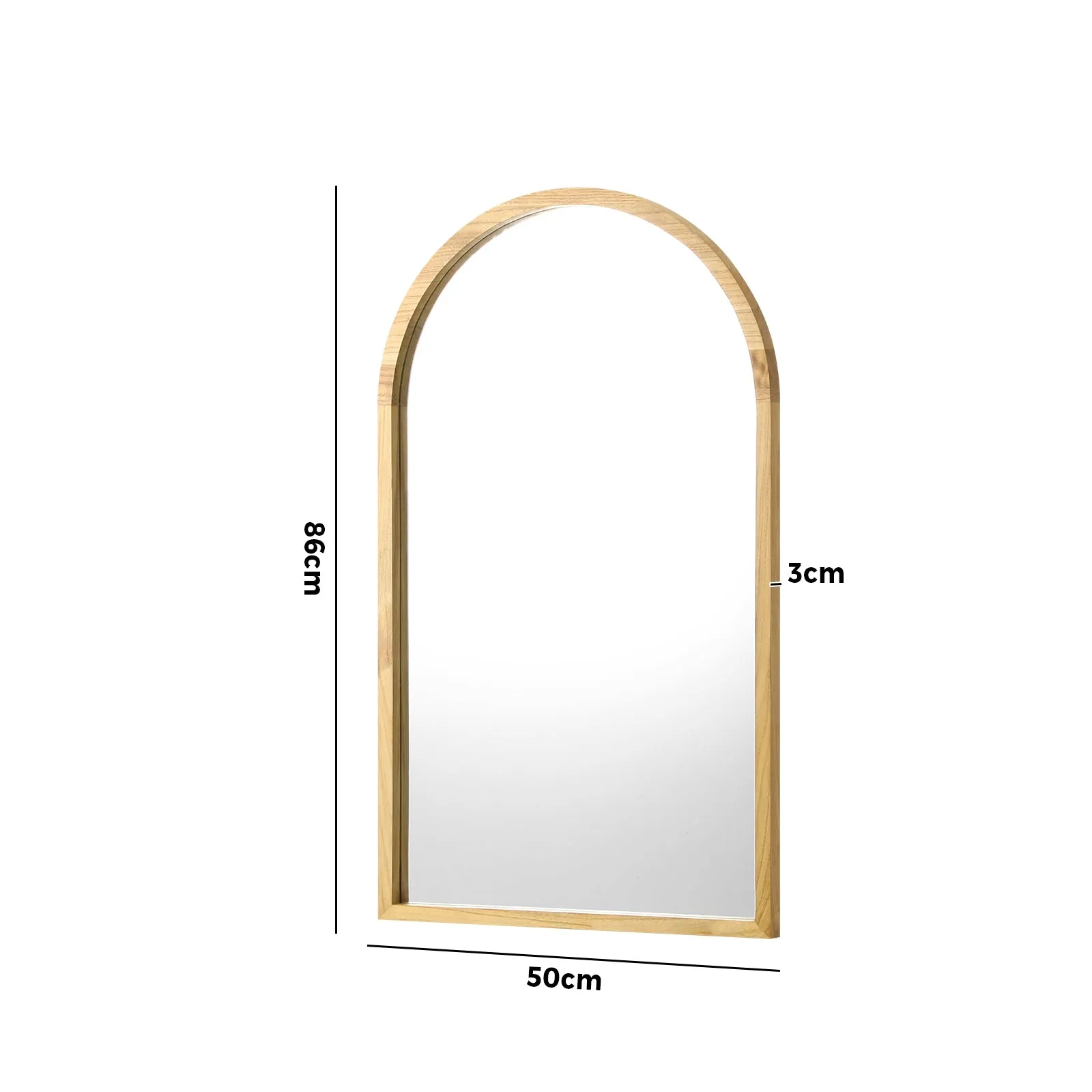 Oikiture Arched Wall Mirrors Vanity Home Decro Makeup Mirror 86x50cm Wooden