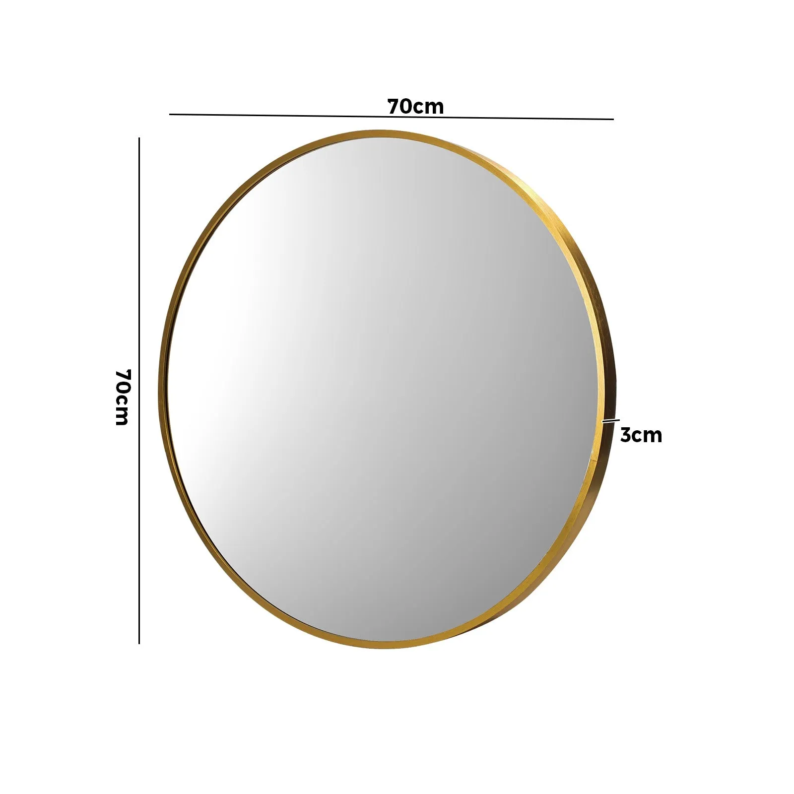 Oikiture Wall Mirrors Round 70cm Makeup Mirror Vanity Home Decro Gold Bathroom
