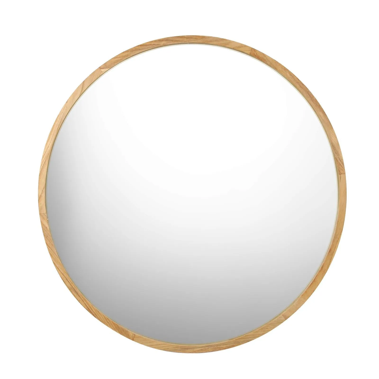 Oikiture Wall Mirrors Round Large Makeup Mirror Vanity Home Decro 90cm Wooden