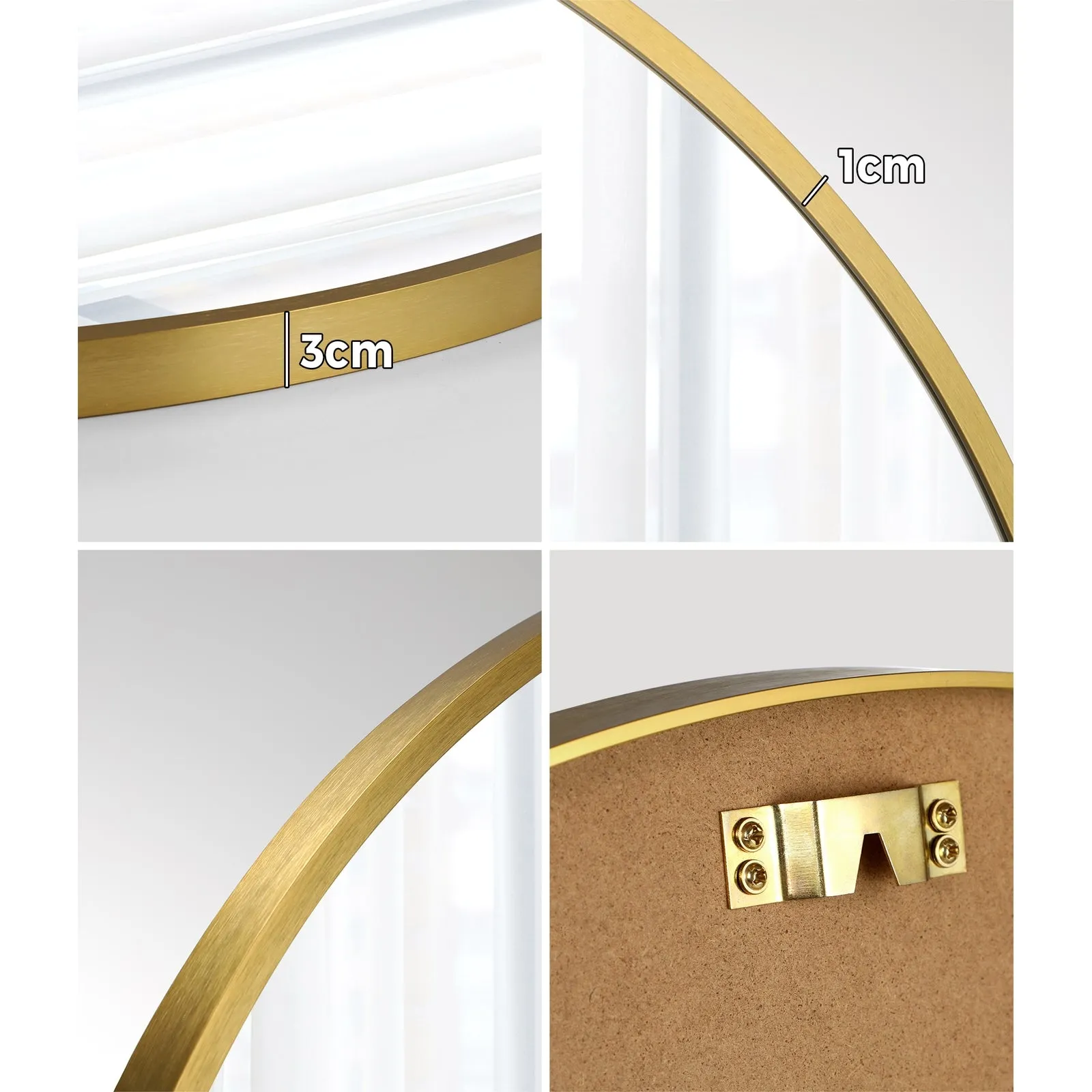 Oikiture Wall Mirrors Round Makeup Mirror Vanity Home Decro 50cm Gold Bedroom