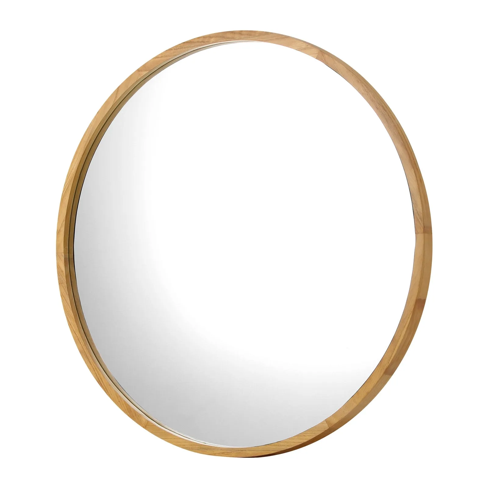 Oikiture Wall Mirrors Round Makeup Mirror Vanity Home Decro 50cm Wooden