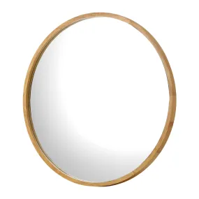 Oikiture Wall Mirrors Round Makeup Mirror Vanity Home Decro 50cm Wooden