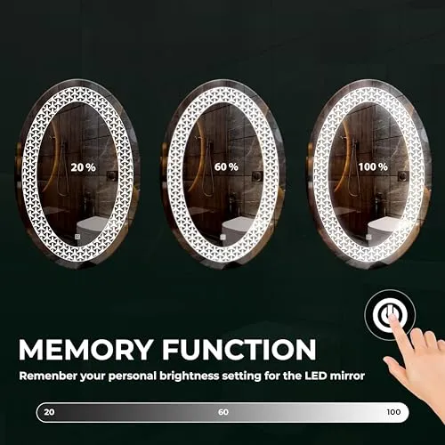 Oval Wall Mounting Mirror with Light |Bathroom Mirror,Venity Mirror,Smart Mirror Size 18X24 inch| LED Mirror 3 Tone (Cool White, Natural White, Warm White).