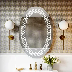 Oval Wall Mounting Mirror with Light |Bathroom Mirror,Venity Mirror,Smart Mirror Size 18X24 inch| LED Mirror 3 Tone (Cool White, Natural White, Warm White).