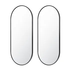Oval Waterproof Wall Mirrors 45x100cm Set of 2 Aluminum Frame