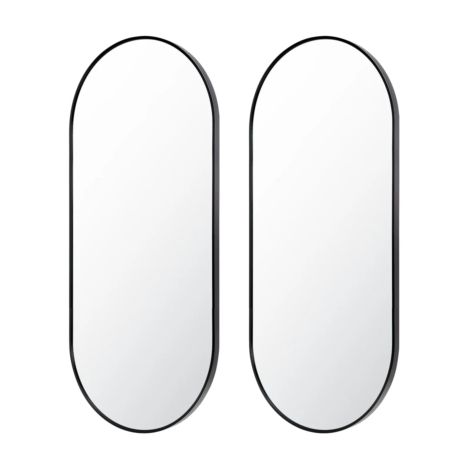 Oval Waterproof Wall Mirrors 45x100cm Set of 2 Aluminum Frame