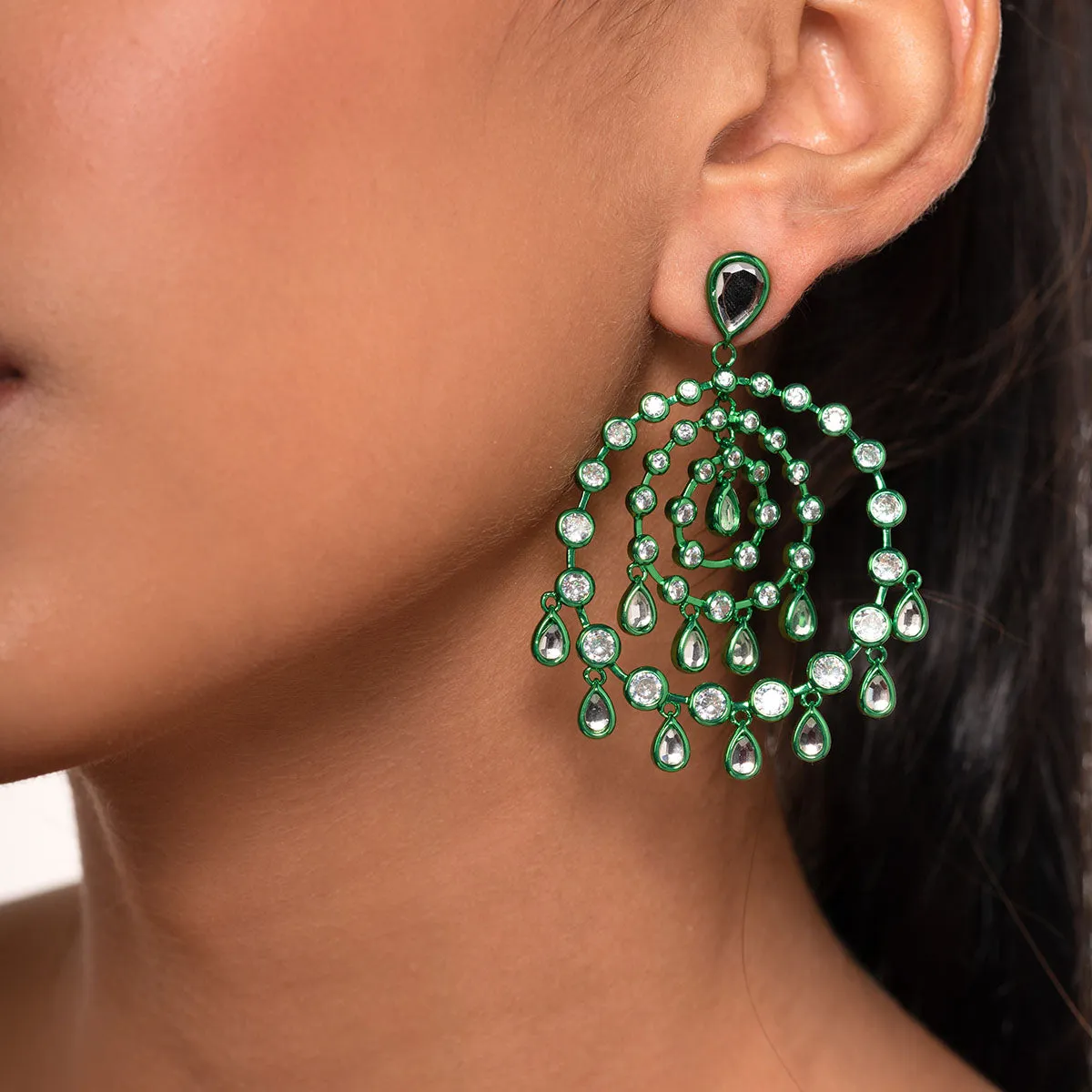 Parakeet Green Chandelier Earrings