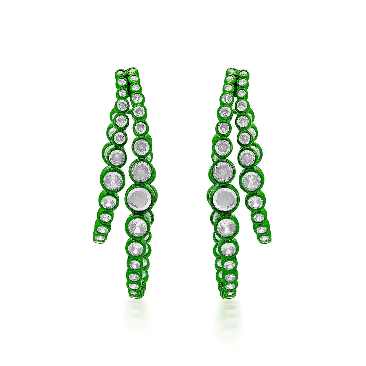 Parakeet Green Double Hoop Earrings