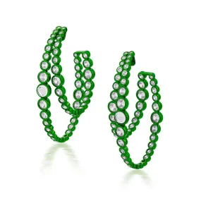 Parakeet Green Double Hoop Earrings