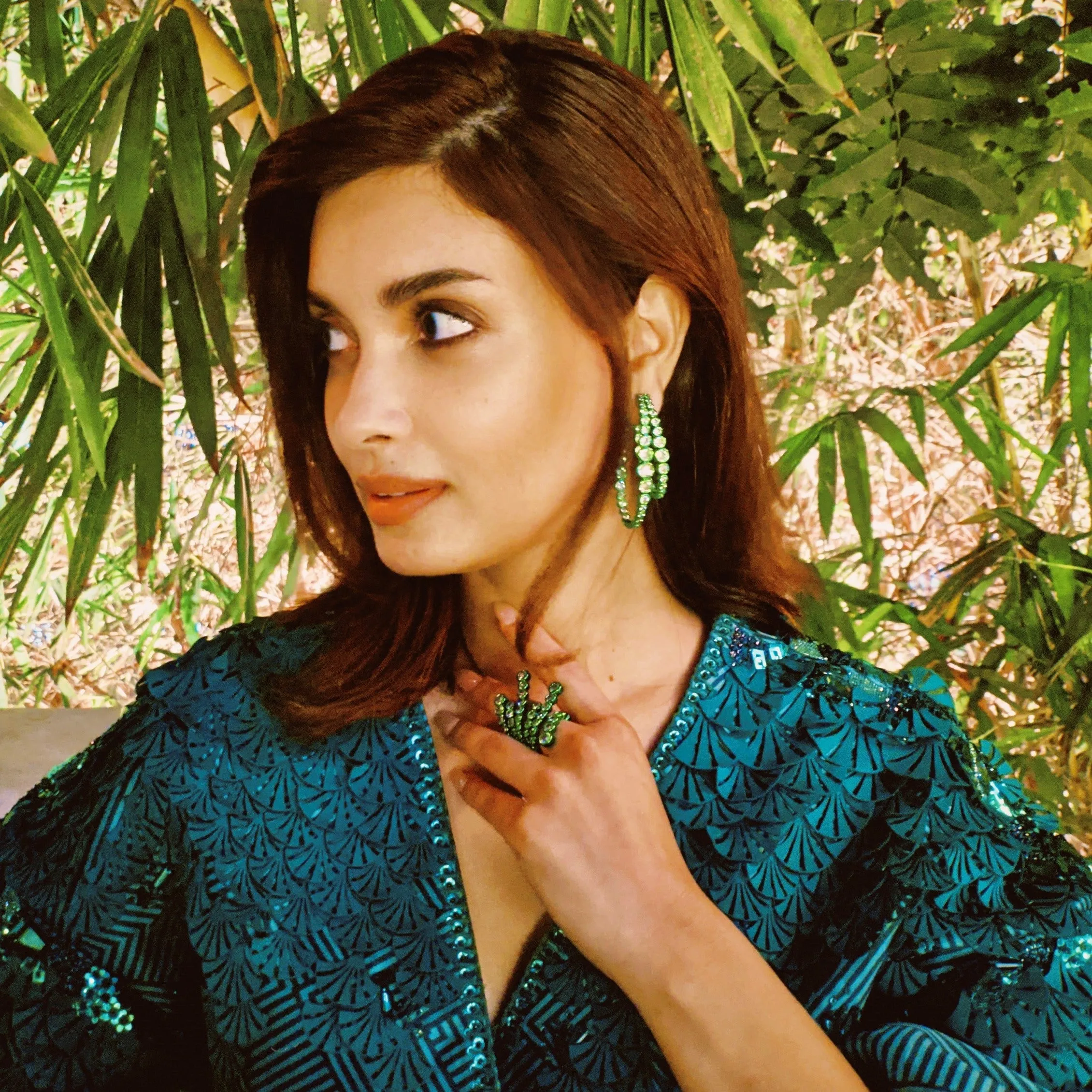 Parakeet Green Double Hoop Earrings