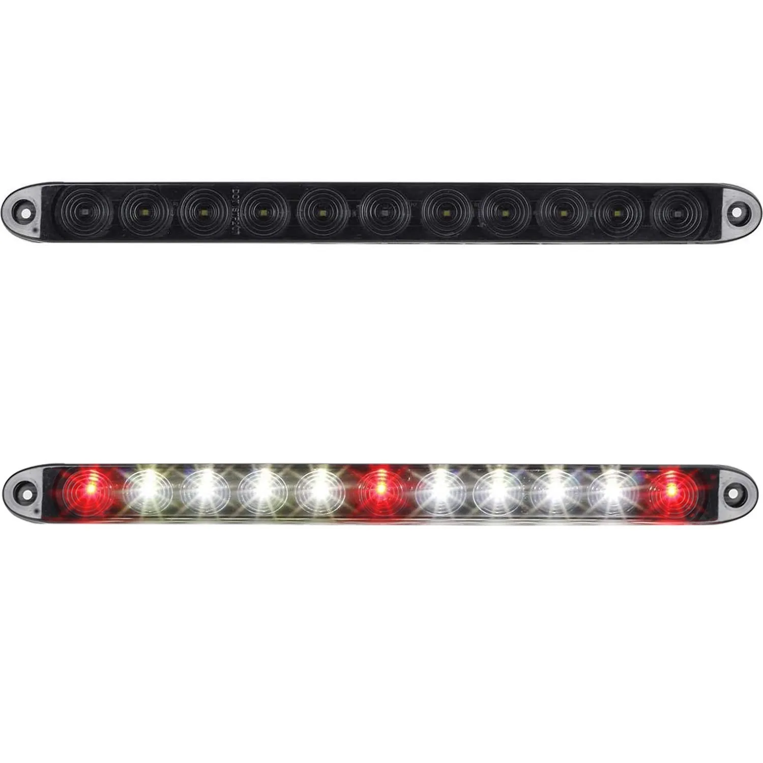 Partsam 2Pcs 15" Inch Led Trailer Light Bar Smoked Red 3 ID Bar w/Reverse White Light 11 LED Truck Trailer RV Waterproof Red 3 Identification Light Bar w White 8 LED Backup Lights Bar Sealed 12V