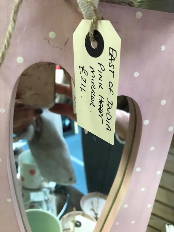 Pink Heart Mirror East Of India - Damaged