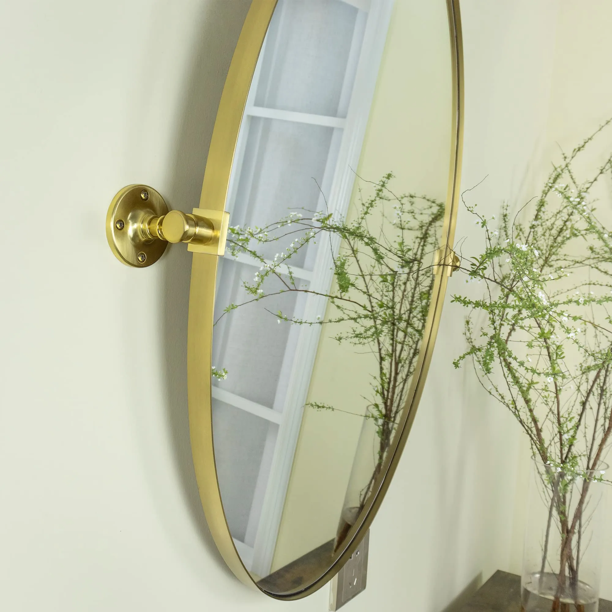 Pivoting Oval Mirror Tilt Mirror for Bathroom Swivel Metal Framed Wall Mounted Bathroom Vanity Mirror
